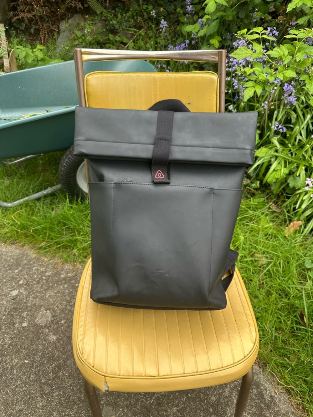 Men's Black Roll-Top Backpack with Subtle Logo - Urban Carry